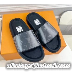 Popular Style Louis Vuitton Glazed Monogram Slide Sandals Grey 809067