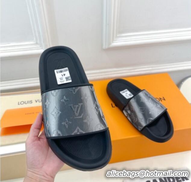 Popular Style Louis Vuitton Glazed Monogram Slide Sandals Grey 809067