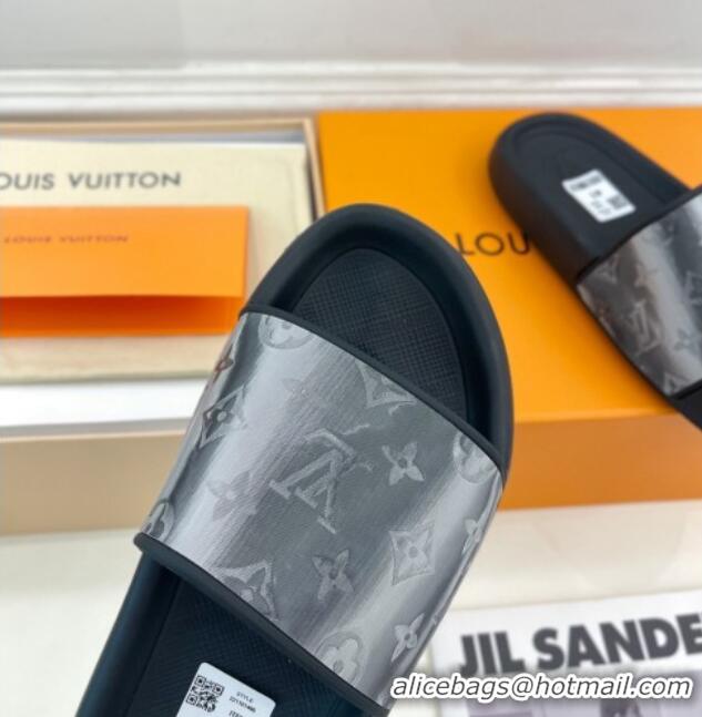 Popular Style Louis Vuitton Glazed Monogram Slide Sandals Grey 809067