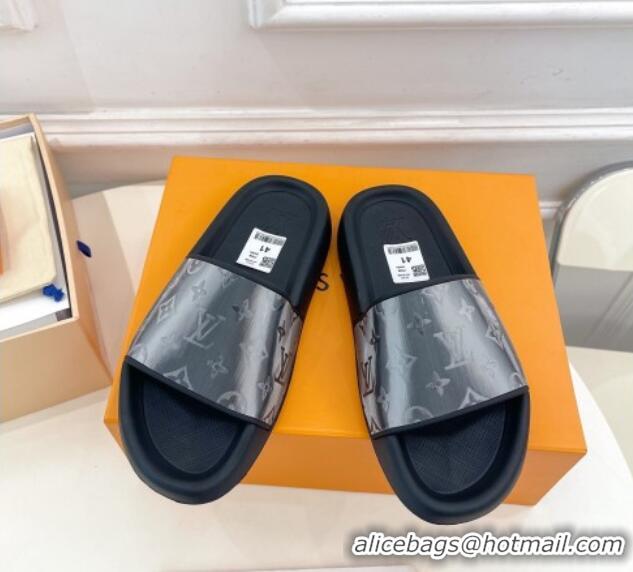 Popular Style Louis Vuitton Glazed Monogram Slide Sandals Grey 809067