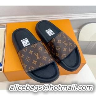 Good Product Louis Vuitton Monogram Canvas Slide Sandals Brown 809069