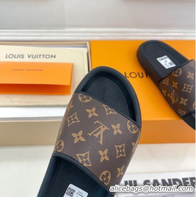 Good Product Louis Vuitton Monogram Canvas Slide Sandals Brown 809069