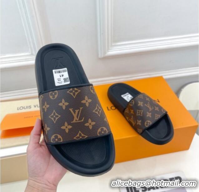 Good Product Louis Vuitton Monogram Canvas Slide Sandals Brown 809069