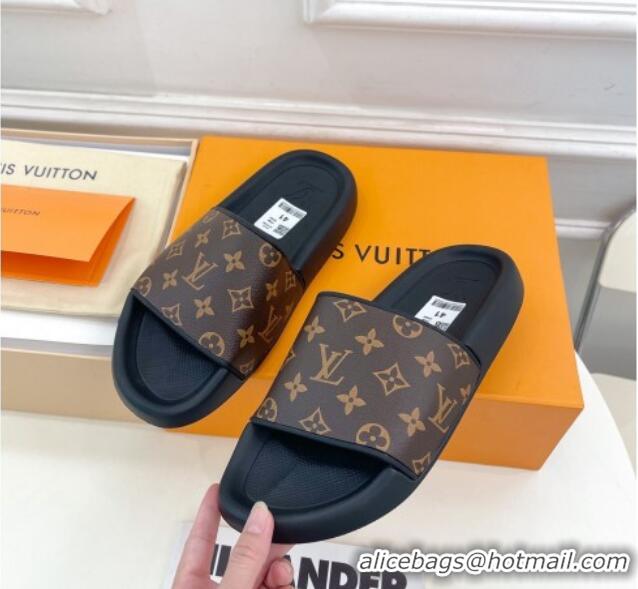 Good Product Louis Vuitton Monogram Canvas Slide Sandals Brown 809069