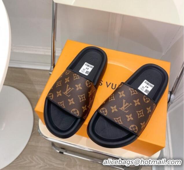 Good Product Louis Vuitton Monogram Canvas Slide Sandals Brown 809069