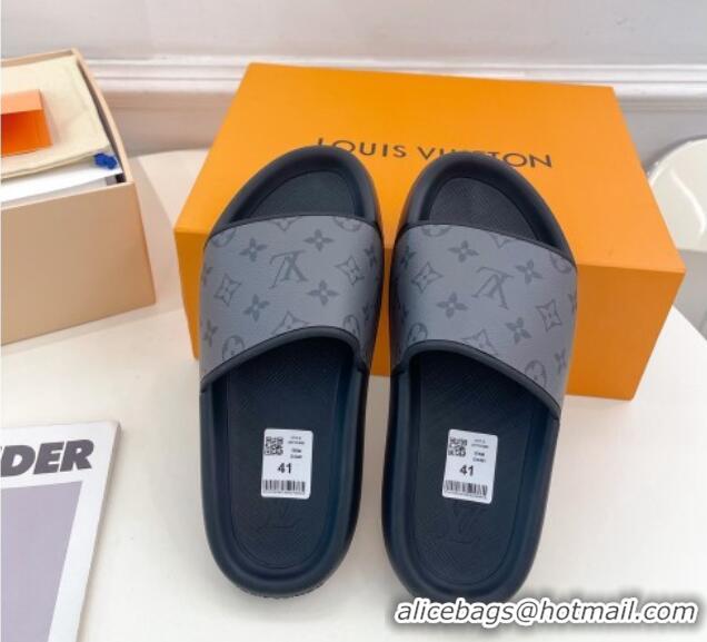 Top Design Louis Vuitton Monogram Canvas Slide Sandals 809072 Grey