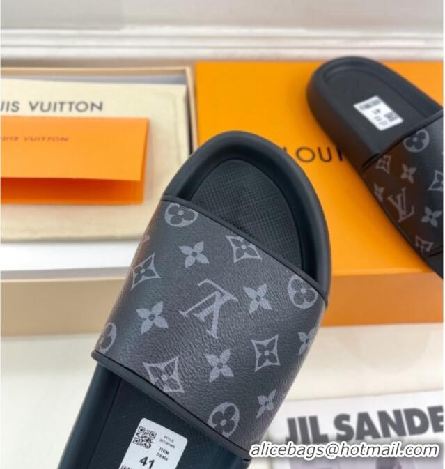 Stylish Top Design Louis Vuitton Monogram Canvas Slide Sandals Black 809071