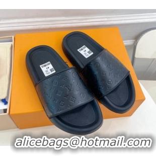 Best Product Louis Vuitton Monogram Leather Slide Sandals Black 809075