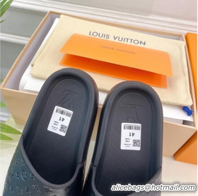 Best Product Louis Vuitton Monogram Leather Slide Sandals Black 809075