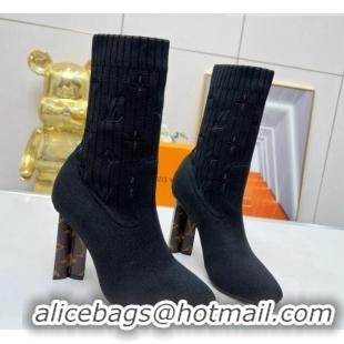 Pretty Style Louis Vuitton Silhouette Ankle Boots 10cm in Stretch Textile Black 1A855A