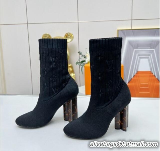 Pretty Style Louis Vuitton Silhouette Ankle Boots 10cm in Stretch Textile Black 1A855A