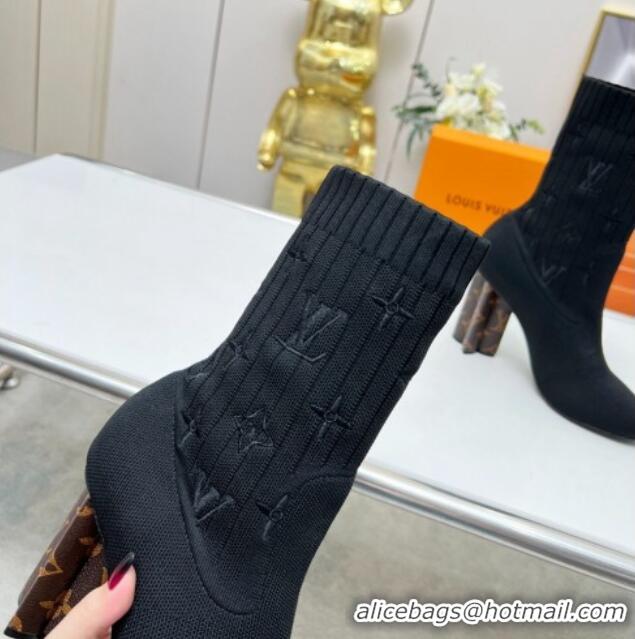 Pretty Style Louis Vuitton Silhouette Ankle Boots 10cm in Stretch Textile Black 1A855A