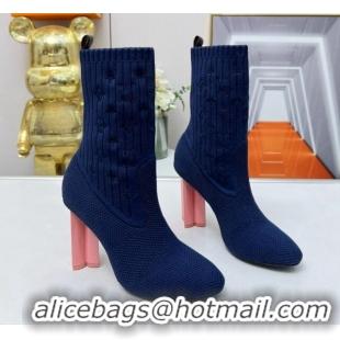 Best Product Louis Vuitton Silhouette Knit Heel Ankle Boots 10cm Blue LV08141 814095