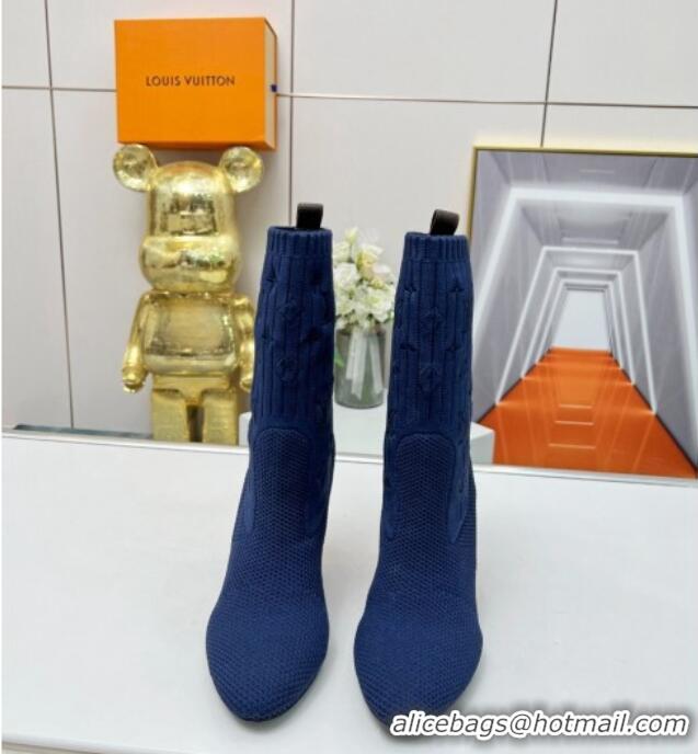 Best Product Louis Vuitton Silhouette Knit Heel Ankle Boots 10cm Blue LV08141 814095