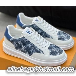 Best Grade Louis Vuitton Men's LV Ollie Sneakers in Monogram Denim Blue LV08211 821023