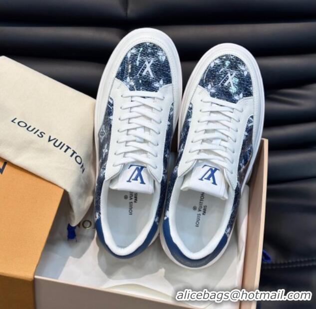 Best Grade Louis Vuitton Men's LV Ollie Sneakers in Monogram Denim Blue LV08211 821023