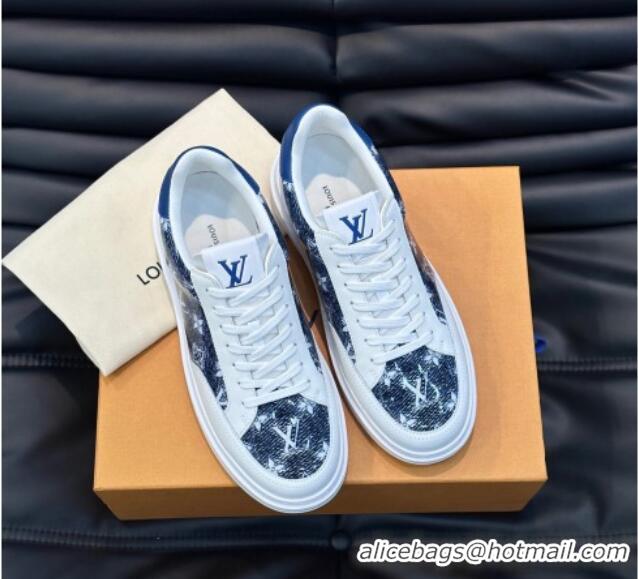 Best Grade Louis Vuitton Men's LV Ollie Sneakers in Monogram Denim Blue LV08211 821023