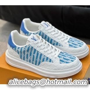 Durable Louis Vuitton Men's LV Ollie Sneakers in Monogram Textile Blue LV08211 821024