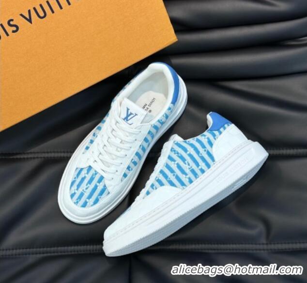 Durable Louis Vuitton Men's LV Ollie Sneakers in Monogram Textile Blue LV08211 821024