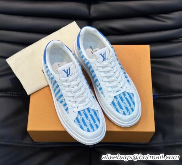 Durable Louis Vuitton Men's LV Ollie Sneakers in Monogram Textile Blue LV08211 821024