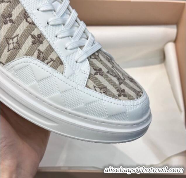 Grade Quality Louis Vuitton Men's LV Ollie Sneakers in Monogram Textile Beige LV08211 821025