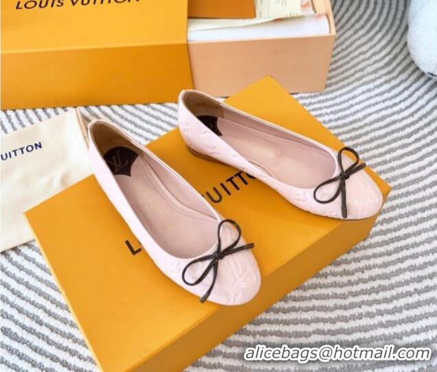 Luxury Cheap Louis Vuitton Nina Flat Ballerinas in Monogram Patent Leather Pink 821027