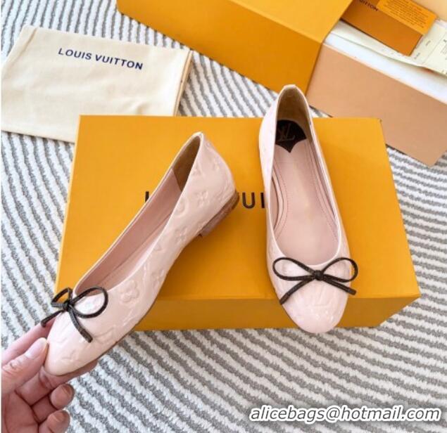 Luxury Cheap Louis Vuitton Nina Flat Ballerinas in Monogram Patent Leather Pink 821027