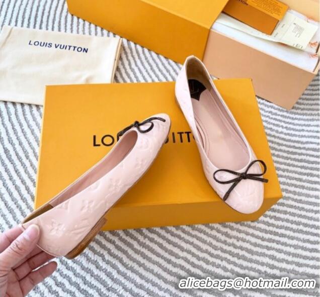 Luxury Cheap Louis Vuitton Nina Flat Ballerinas in Monogram Patent Leather Pink 821027