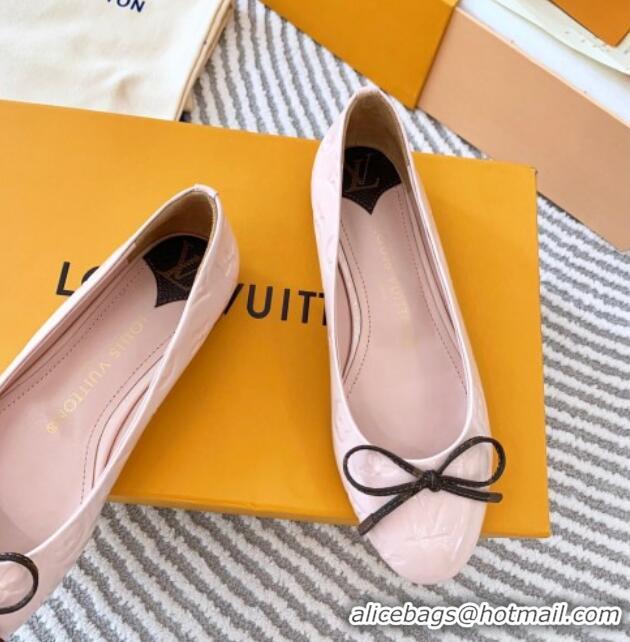 Luxury Cheap Louis Vuitton Nina Flat Ballerinas in Monogram Patent Leather Pink 821027