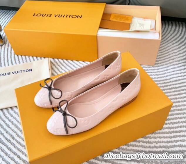 Luxury Cheap Louis Vuitton Nina Flat Ballerinas in Monogram Patent Leather Pink 821027