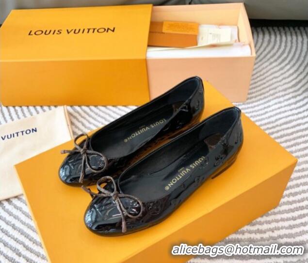 Luxury Louis Vuitton Nina Flat Ballerinas in Monogram Patent Leather Black 821028