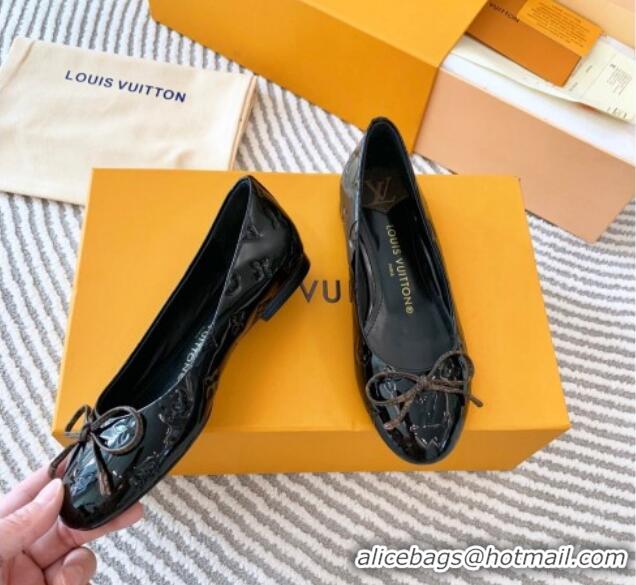 Luxury Louis Vuitton Nina Flat Ballerinas in Monogram Patent Leather Black 821028