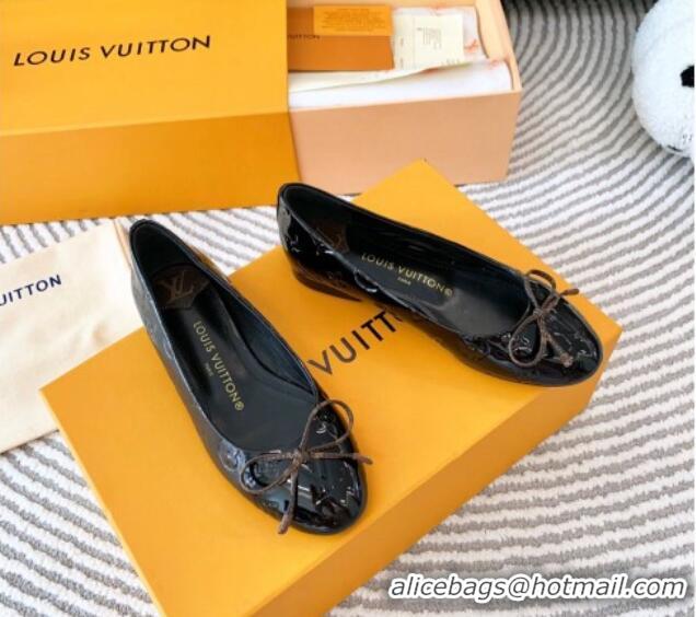 Luxury Louis Vuitton Nina Flat Ballerinas in Monogram Patent Leather Black 821028