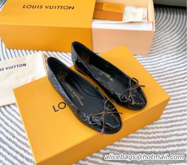 Luxury Louis Vuitton Nina Flat Ballerinas in Monogram Patent Leather Black 821028