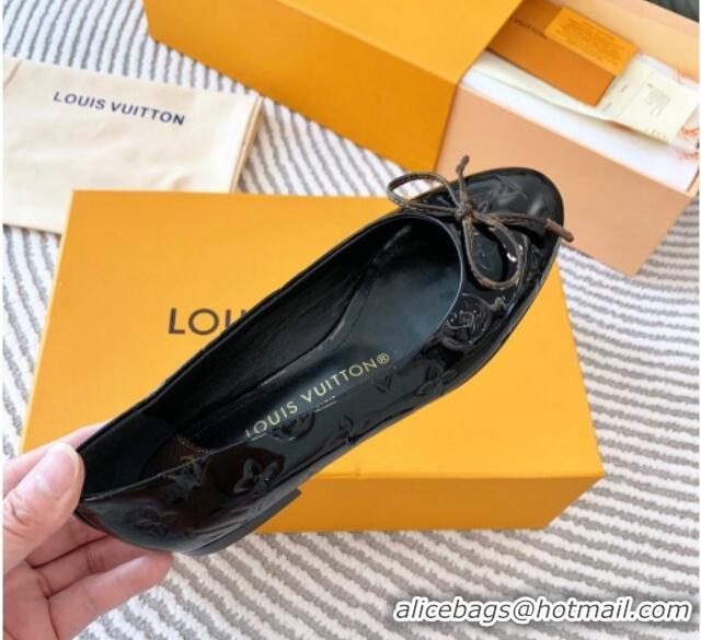 Luxury Louis Vuitton Nina Flat Ballerinas in Monogram Patent Leather Black 821028