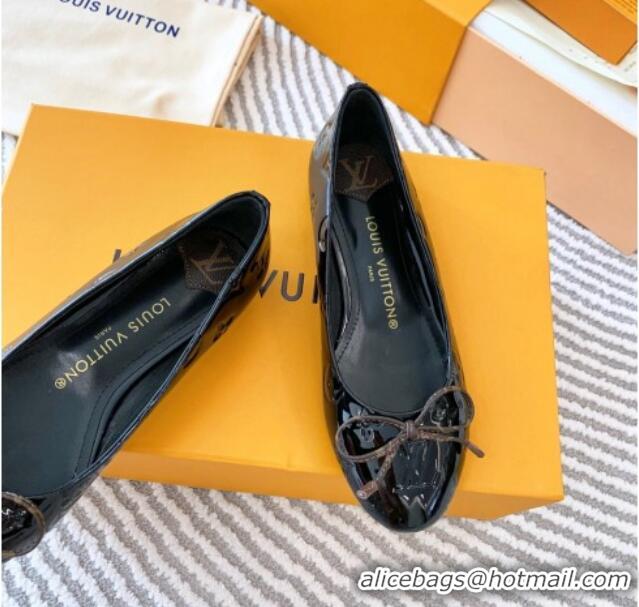 Luxury Louis Vuitton Nina Flat Ballerinas in Monogram Patent Leather Black 821028