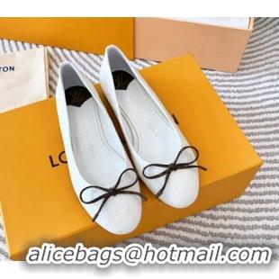 Low Price Louis Vuitton Nina Flat Ballerinas in Monogram Leather White 821029