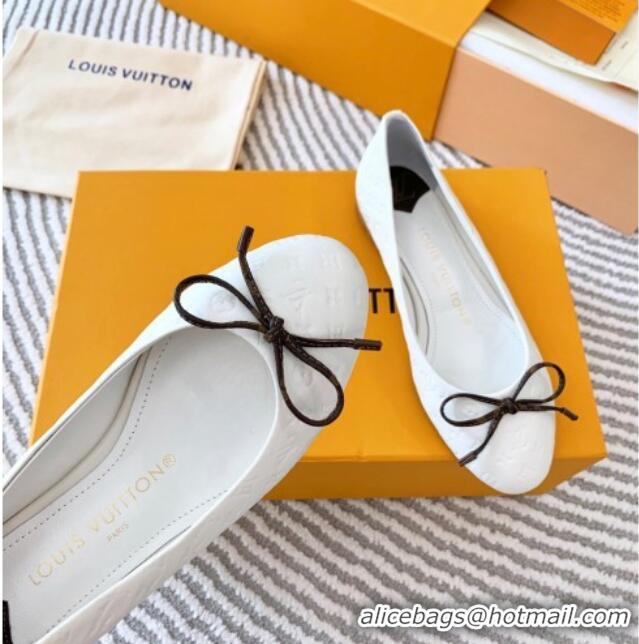 Low Price Louis Vuitton Nina Flat Ballerinas in Monogram Leather White 821029