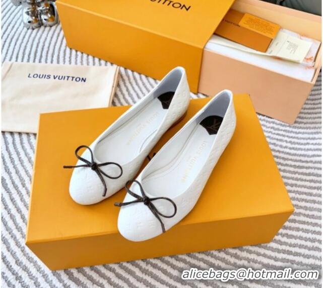 Low Price Louis Vuitton Nina Flat Ballerinas in Monogram Leather White 821029