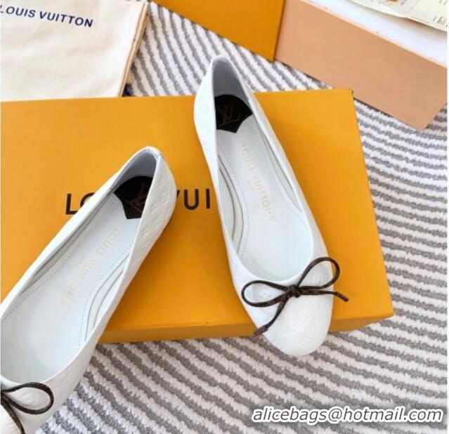 Low Price Louis Vuitton Nina Flat Ballerinas in Monogram Leather White 821029