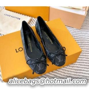 Luxurious Louis Vuitton Nina Flat Ballerinas in Monogram Canvas Black 821032