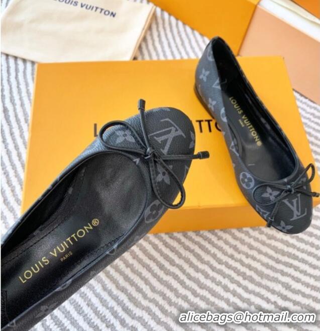 Luxurious Louis Vuitton Nina Flat Ballerinas in Monogram Canvas Black 821032