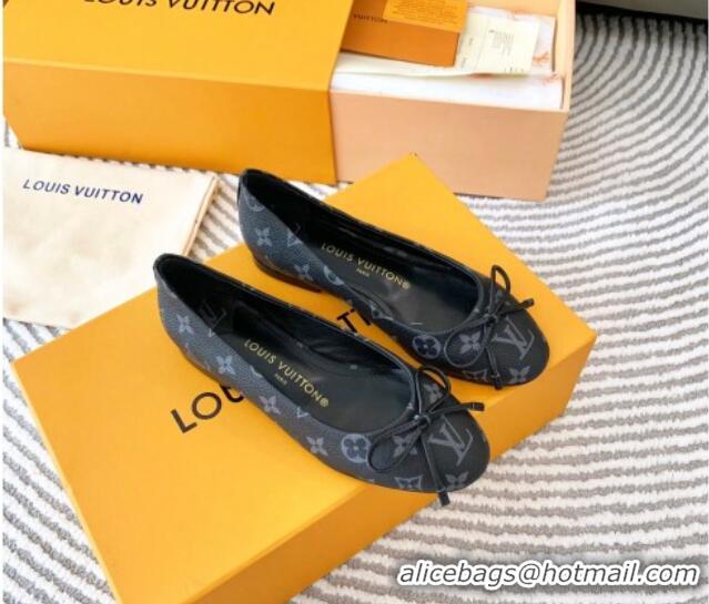 Luxurious Louis Vuitton Nina Flat Ballerinas in Monogram Canvas Black 821032