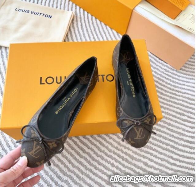 Good Quality Louis Vuitton Nina Flat Ballerinas in Monogram Canvas Brown 821033