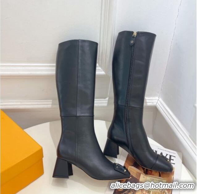 Unique Style Louis Vuitton Shake Heel High Boots 5.5cm in Calfskin Black 821035