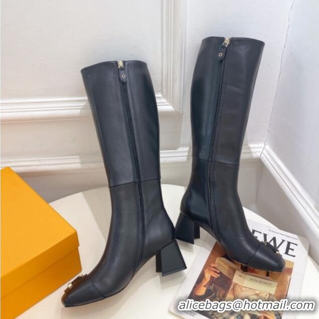 Unique Style Louis Vuitton Shake Heel High Boots 5.5cm in Calfskin Black 821035