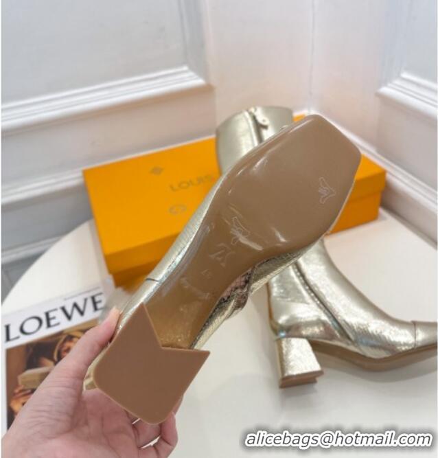 Purchase Louis Vuitton Shake Heel High Boots 5.5cm in Snakeskin-Like Leather Gold 821038