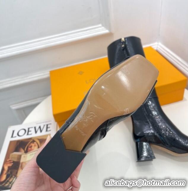 Hot Style Louis Vuitton Shake Heel High Boots 5.5cm in Snakeskin-Like Leather Black 821039