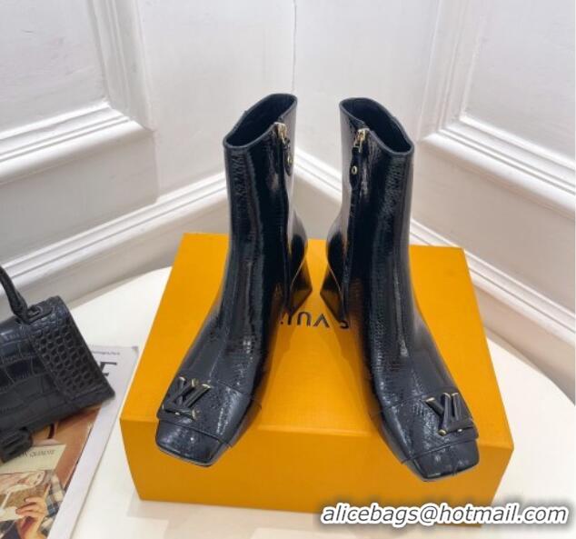 Sophisticated Louis Vuitton Shake Heel Ankle Boots 5.5cm in Snakeskin-Like Leather Black 821040