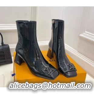 Cheap Price Louis Vuitton Shake Heel Ankle Boots 5.5cm in Patent Leather Black 821045